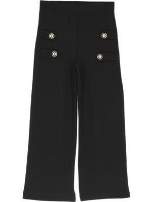 Modanino Kız Çocuk Esnek Belli-Düğme Detaylı ve Likralı Eşofman Altı- 7-17 Yaş 12485