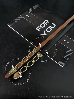 Fiori Gold Zincir Toka Detaylı Kadın Kemeri, Pantolon Kemeri,