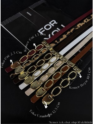 Fiori 7'li Gold Zincir Toka Detaylı Kadın Kemeri, Pantolon Kemeri,