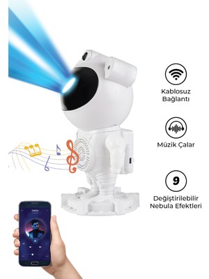 As Bazaar Astronot Robot Bluetooth Hoparlör Gezegen Animasyonu