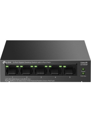 Binbir Göz Bilgisayar Tp-Lınk LS105GP 5 Port 10/100/1000 4 Port Poe+ Yonetılemez Desktop Swıtch Metal Kasa