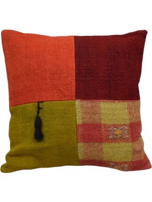 Kilim Antik El Dokuma Patchwork Kırkyama Dekoratif Kilim Kırlent Yastık Kılıfı 1181 - Yeni - Çok Renkli