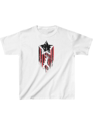 Velmora Fashion Unisex Çocuk Baskılı T-Shirt - Beyaz