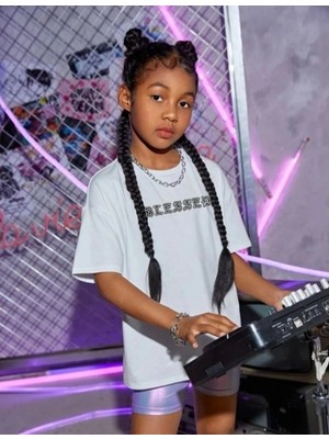 Velmora Fashion Çocuk Unisex Baskılı T-Shirt - Beyaz