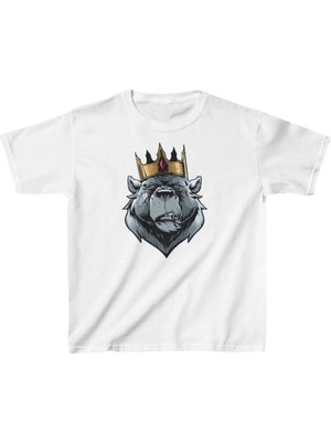 Velmora Fashion Unisex Çocuk Baskılı T-Shirt - Beyaz