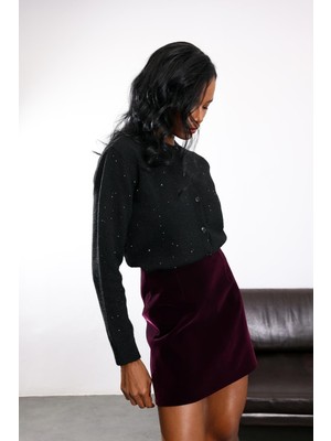 5in1Canpolat Mürdüm Kadife Mini Etek