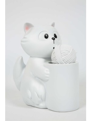 Vitale Polyester Beyaz Kedicik Kalemlik 22X15 cm AK.KZ0023