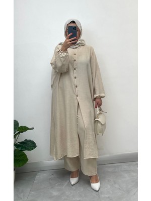 Nisum Moda Keten Yarım Düğmeli Takım