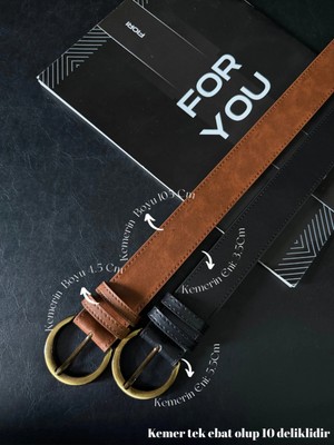 Fiori 2'li Oval Tokalı Antik Kadın Pantolon Kemeri, Ceket Kemeri, Gömlek Kemeri, Elbise Kemeri