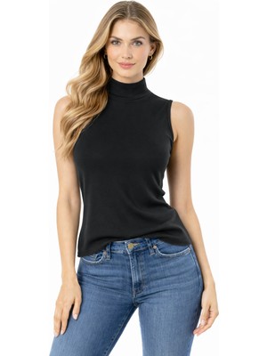 Süsen Lingerie Kadın Sıfır Kollu Siyah Günlük Boğazlı Atlet, Kadın Atlet