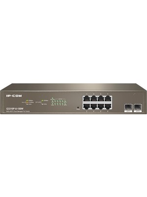 Binbir Göz Bilgisayar Ip-Com IP-G3310P-8-150W 8 Port 10/100/1000 8 Port Poe 2 x Sfp 150 Watt Cloud Yönetilebilir Rack Mount Swıtch