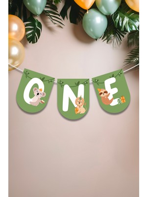Niksy Design One Safari Temalı 1 Yaş Banner Parti Süsü