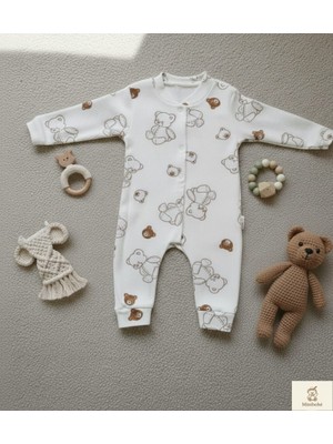 Nayninom Baby Minibohe Ayıcıklı Bebek Tulum Beyaz