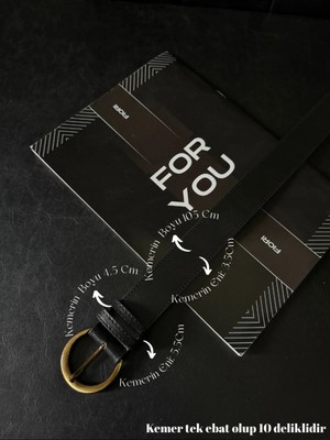 Fiori 105 cm Kadın Pantolon Kemeri Oval Tokalı Siyah - Antik Sarı Renkli Şık Tasarım