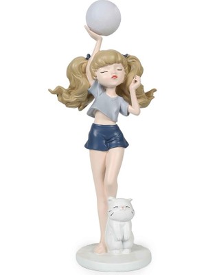 Vitale Polyester Mavi Kedili Kız 17X27X58 cm AK.KZ0072