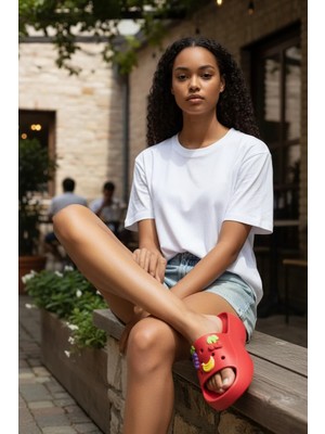 Akınalbella Kadın Meyve Detaylı Kalın Taban Plaj,deniz,havuz Terlik