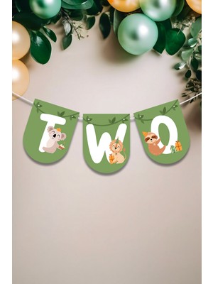 Niksy Design Two Safari Temalı 2 Yaş Banner Parti Süsü