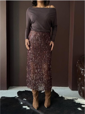 Etek Midi Boy Pul Püskül Detaylı