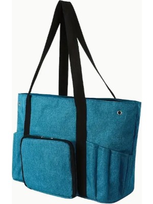 Yumakça Örgü Çantası, Çok Amaçlı El Çantası, Organizer Çanta Mavi LE29