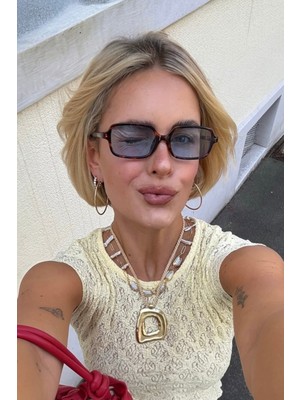 Ren Eyewear MİUX LEOPAR MAVİ KARE GÜNEŞ GÖZLÜĞÜ KADIN MODERN YENİ SEZON