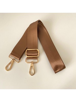 Hasır Görünüm Polyester Dokuma Freebag Kahve 135* *3,8 cm Çanta Sapı 1114