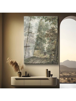 GülsenArt Anonim Kırsal Yol Doğa Manzarası Temperli Cam Tablo Duvar Tablosu Dekoratif Tablo