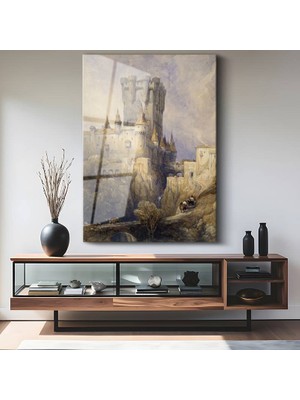 GülsenArt J.m.w. Turner Segovia Tarihi Kalesi Temperli Cam Tablo Duvar Tablosu Dekoratif Tablo