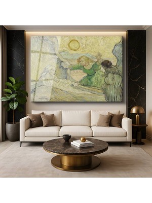GülsenArt Vincent Van Gogh Lazarus Dirilişi Dini Resmi Temperli Cam Tablo Duvar Tablosu Dekoratif Tablo