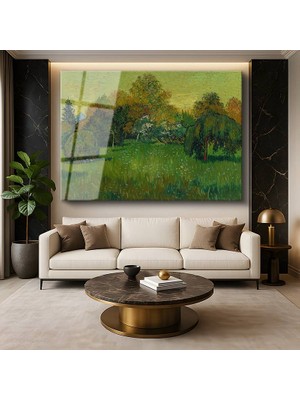 GülsenArt Vincent Van Gogh Bahçe Doğa Manzarası Temperli Cam Tablo Duvar Tablosu Dekoratif Tablo