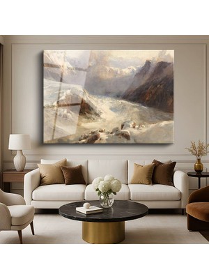GülsenArt J.m.w. Turner Mer De Glace Buzul Manzarası Temperli Cam Tablo Duvar Tablosu Dekoratif Tablo