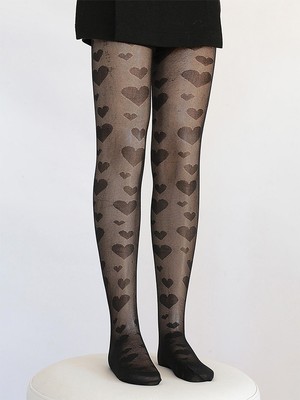 Denokids Kalp Desenli Kız Çocuk Siyah Külotlu Mus Çorap