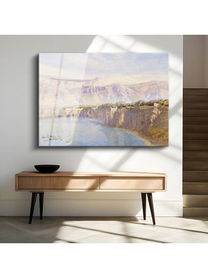 GülsenArt J.m.w. Turner Akdeniz Kıyısı Deniz Manzarası Temperli Cam Tablo Duvar Tablosu Dekoratif Tablo