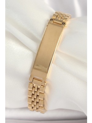 Üreticiniz 316L Çelik Gold Renk Zincir Künye Model Erkek Bileklik