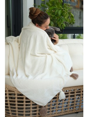 Cakkatex Püsküllü Ekstra Yumuşak Wellsoft Tv Battaniyesi|koltuk Battaniyesi