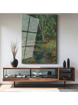 GülsenArt Claude Monet Bahçe Yürüyüş Yolu Temperli Cam Tablo Duvar Tablosu Dekoratif Tablo