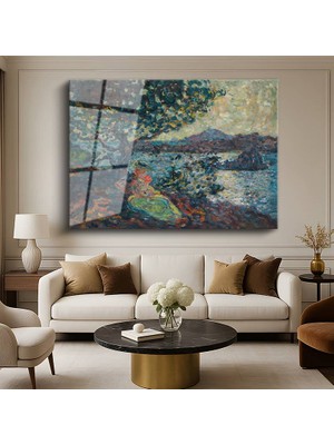 GülsenArt Henri Martin Sahil Deniz Manzarası Temperli Cam Tablo Duvar Tablosu Dekoratif Tablo
