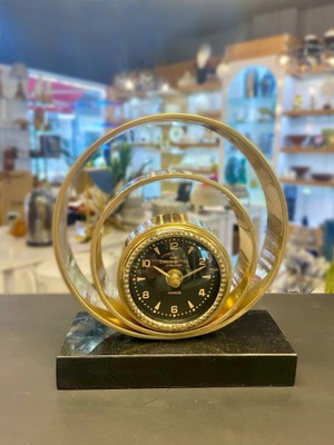 Çırpan Ev Altın Eskirme Spiral Desen Masa Saati 18X20CM