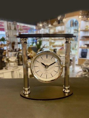 Çırpan Ev Gümüş Siyah Masa Saati 19X21CM