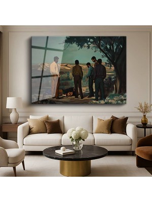 GülsenArt Midjourney Çöl Dijital Doğa Manzarası Temperli Cam Tablo Duvar Tablosu Dekoratif Tablo