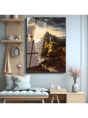 GülsenArt Claude Lorrain Antik Manzara Tarihi Sanat Temperli Cam Tablo Duvar Tablosu Dekoratif Tablo