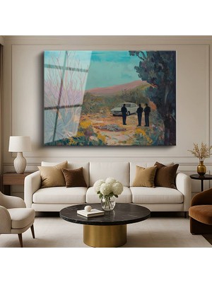 GülsenArt Pedro Correa Çöl Doğa Manzarası Temperli Cam Tablo Duvar Tablosu Dekoratif Tablo