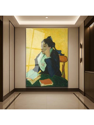 GülsenArt Vincent Van Gogh Arlesli Madam Ginoux Kadın Portresi Temperli Cam Tablo Duvar Tablosu Dekoratif Tablo