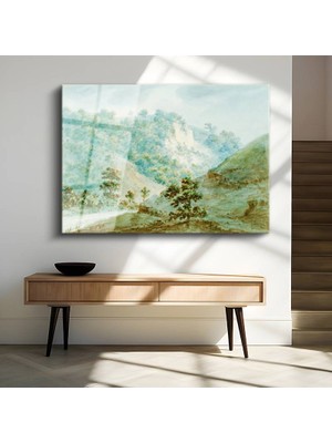 GülsenArt John Constable Dağ Vadisi Doğa Manzarası Temperli Cam Tablo Duvar Tablosu Dekoratif Tablo