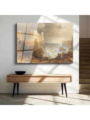 GülsenArt J.m.w. Turner Deniz Kıyısı Kale Manzarası Temperli Cam Tablo Duvar Tablosu Dekoratif Tablo