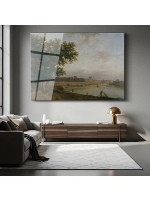 GülsenArt Richard Parkes Bonington Seine Nehri Peyzaj Manzarası Temperli Cam Tablo Duvar Tablosu Dekoratif Tablo