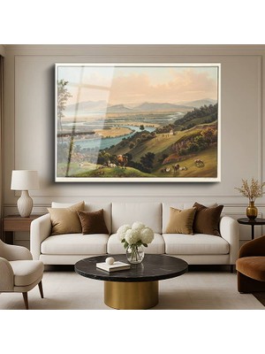 GülsenArt Johann Ludwig Bleuler Isviçre Doğa Manzarası Temperli Cam Tablo Duvar Tablosu Dekoratif Tablo