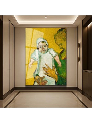 GülsenArt Vincent Van Gogh Marcelle Roulin Madam Augustine Roulin Temperli Cam Tablo Duvar Tablosu Dekoratif Tablo