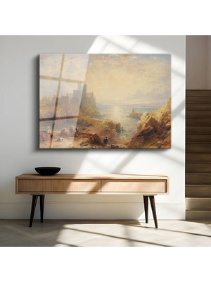 GülsenArt J.m.w. Turner Conway Tarihi Kalesi Temperli Cam Tablo Duvar Tablosu Dekoratif Tablo