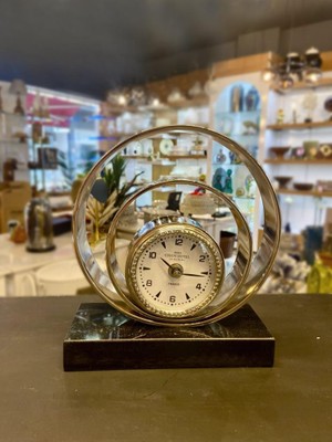 Çırpan Ev Gümüş Spiral Desen Masa Saati 18X20CM