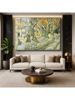 GülsenArt Vincent Van Gogh Yol Işçileri Çalışma Yaşamı Resmi Temperli Cam Tablo Duvar Tablosu Dekoratif Tablo
